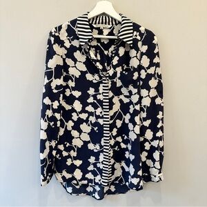 Silk Navy Floral Blouse Diane VonFurstenberg